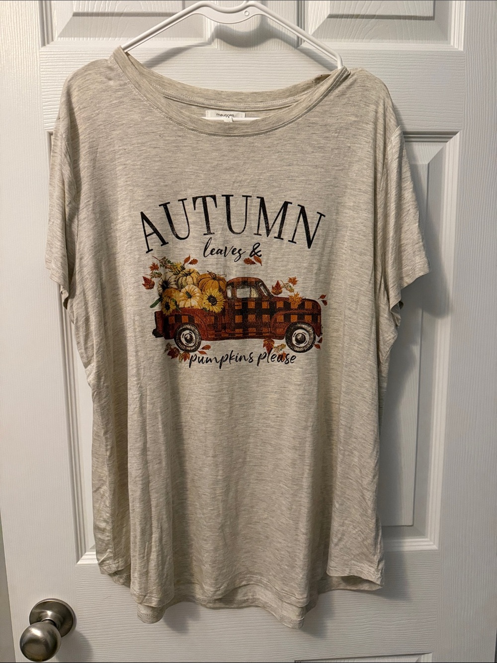 Maurices Beige Autumn Truck Graphic Tee